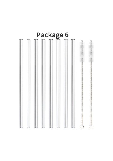 Yüksek Borosilikat Cam Pipetler Smoothies Kokteyller İçin Çevre Dostu Yeniden Kullanılabilir İçme Pipetleri Bar Aksesuarları Fırçalı Pipetler 6