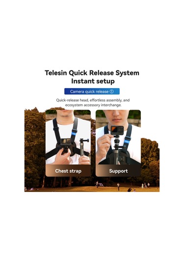 Ximistore9 Telesın Göğüs Kayışı Hızlı Çıkarılabilir Aksesuar Gopro Hero 12/11/10/9 Djı Osmo Action Insta360 X4/x3 İçin Siyah