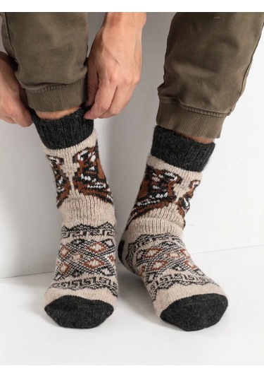 Nezıma Erkek Örgü Yün Çoraplar 249313925 Kahverengi