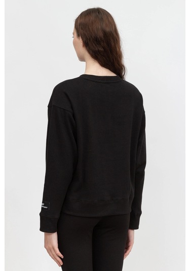 Embossed Medallion C Kadın Bisiklet Yaka Sweatshirt-siyah Siyah