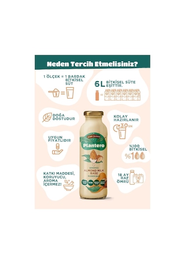 Badem Sütü Bazı Konsantre Bitkisel Süt 250gr, 6 Lt Süt, %100 Badem