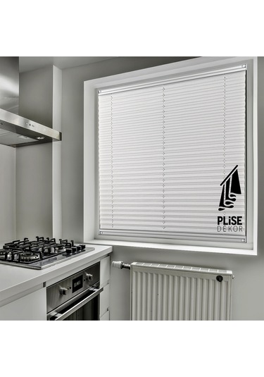 Plise Dekor Gri Plise Perde - Cam Balkon Perdesi Yapıştırma Profilli