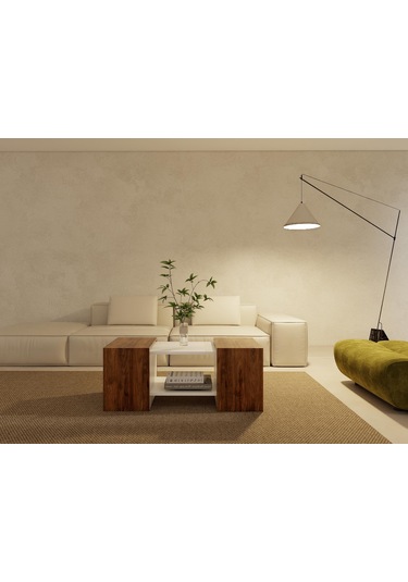 Lupo Orta Sehpa Amalfi Beyaz Renk Kahverengi