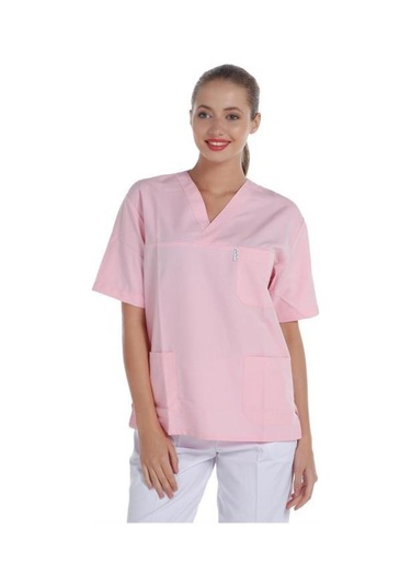V Yaka Ceket Kısa Kol Pembe