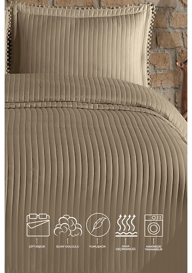 Elart Florita Yatak Örtüsü Seti Çift Kişilik 240x260 Cm Bej Bej