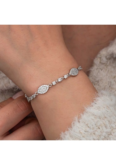 Artsmagazinmücevher Gümüş Zirkon Taşlı Mekik Kadın Bileklik