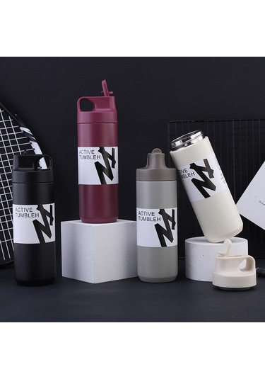 Ranyeek Siyah Çelik Vakumlu Termos Bardak, 550ml, Uzun Süreli Isı Saklama, İki Yollu İçecek Alma, Bpa'sız, Ter Dayanıklı Tasarım Siyah