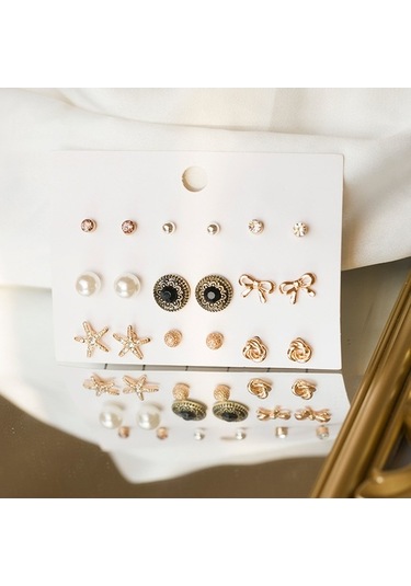 Flybuy Zarif Tasarım Tarzınızı Tamamlayın Şık Seti, Küpe İle Diğer Çift 9 Ft Çok Renkli