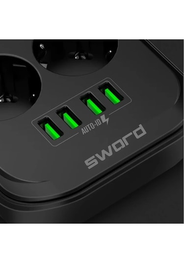 Sword Uzatma Kablosu Sw-4u6pb 6 Prızlı + 4 Usblı Diğer