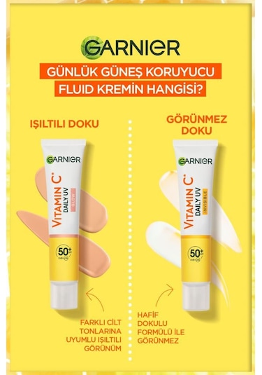 Garnier C Vitamini Parlak Fluid Koruyucu Yüz Güneş Kremi SPF50+ 2 x 40 ML