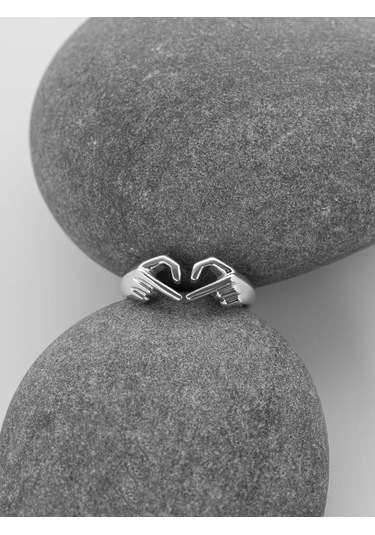 Sılverme Falanksa Takılan Kalp Şeklinde Gümüş Yüzük 925 Ayar Gümüş 272526828 Gümüş