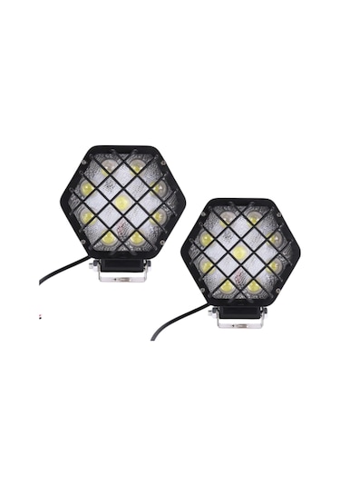 2 Adet 48w Altıgen Kafesli Siyah Kasa 16 Led Off Road Tekne