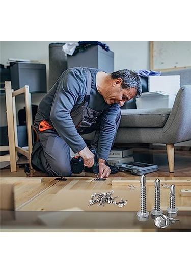 Xurunkeji 40 Adet 14 X 1-1/2 İnç İla 2-7/8 İnç Metal, Paslanmaz Çelik Sac Vidalar, İnşaat Ve Onarım İçin Kendiliğinden Delinebilen Vidalar 17x14x3cm