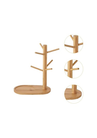 Pazly Suntek Kahve Kupa Ağacı Tezgah Üstü Çok Fonksiyonlu Mutfak Ahşap Organizatör Odun