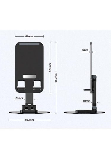 Katlanabilir Telefon Tutucu Stand Yuvarlak Tabanlı Mc-460 Siyah