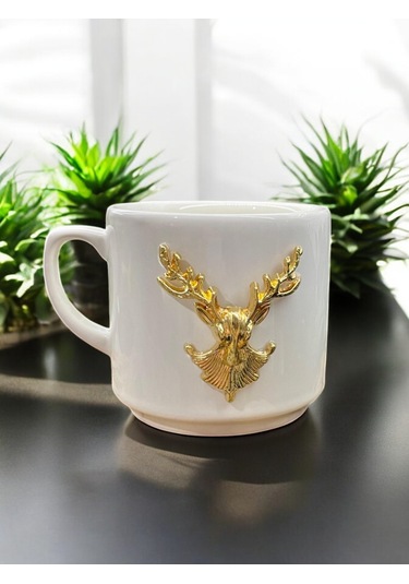 Seramik Kupa Bardak Geyikli Tasarım