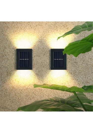 2 Adet Yeni Nesil Solar Çift Yönlü Duvar Lambası Güneş Enerjili Solar Aydınlatma Modern Dekorasyon Aplik Işık