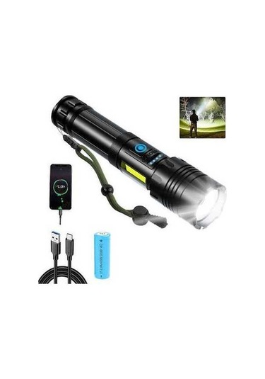 Ulzyvf Yüksek Xhp70 Usb Şarjlı, 20000 Rk Siyah Taktik Fener Createtech Zoomlanabilir Yürüyüşü, Kamp İçin Siyah