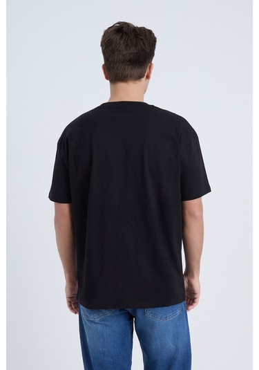 Velvoria Unisex Oversize Relaxed Moving Baskılı Siyah Renk T-shirt