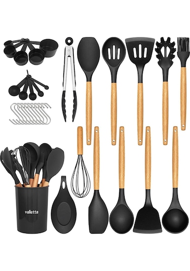 Valletta Mikla Isıya Dayanıklı 33 Parça Silikon Spatula Set Siyah