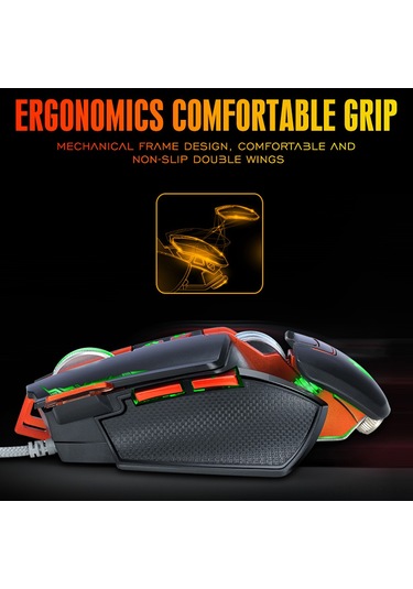 Geeroyoo T-wolf V9 Profesyonel Rgb Aydınlatmalı Oyun Faresi - 3200 Dpı, 7 Işık Modu, Ağırlık Ayarlı, Ergonomik Tasarım V9