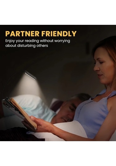 Fastbuy Siyah Okuma Işığı 9 Led Şarj Edilebilir Kitap Lambası 3 Renk Modu Ayarlanabilir Parlaklık 80 Saat Pil Siyah