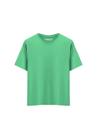 Erkek 2 Li Paket %100 Pamuk Oversize Tişört Basic Bisiklet Yaka Kısa Kollu T-shirt Yeşil