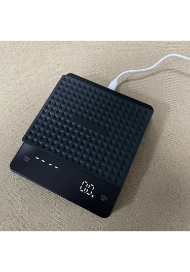 Xuweiwei Usb Şarj Edilebilir Dijital Kahve Terazisi Siyah 3kg 01g Hassas G Ml Oz Abs Plastik Ev Mutfak Kullanımı Siyah