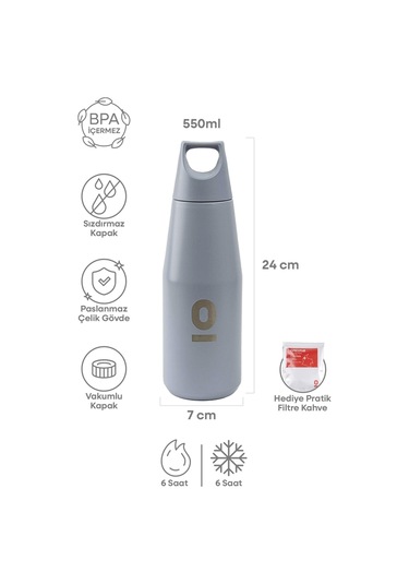 Paslanmaz Çelik Mavi Şişe Termos 550 ML No:68