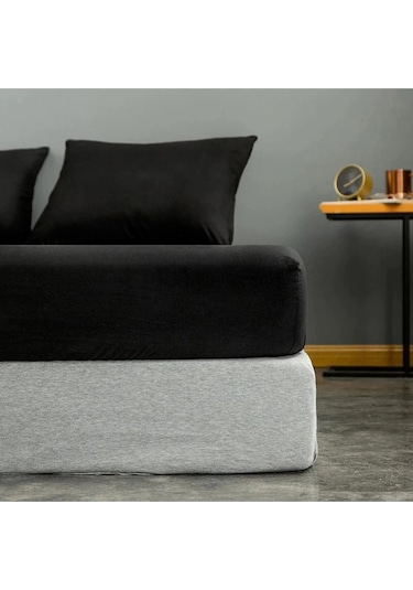 Eponj Home Lastikli Çarşaf + Yastık Kılıfı Tek Kişilik Basic Siyah