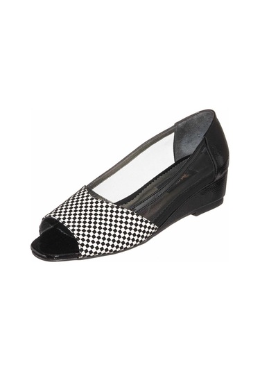 41-42-43-44 Numara Kdr4012 Siyah Büyük Numara Kadın Ayakkabısı Rahat Geniş Kalıp Siyah Pitikareli Ve Fileli Özel Seri Siyah