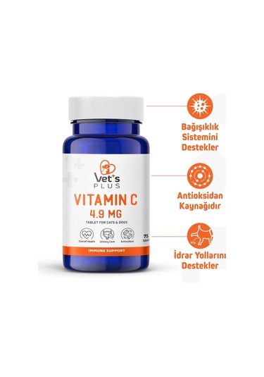 Vet's Plus C Vitamin Kedi ve Köpekler İçin Vitamin Tablet 75'li