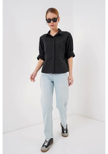 Kısa Kol Gömlek 20312 - Siyah Si Yah Siyah