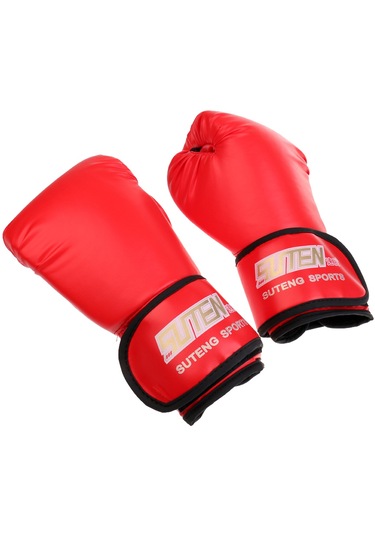 Suntek 1 Çift Pu Deri Boks Eldiveni Mma Muay Thai Kırmızı Kırmızı