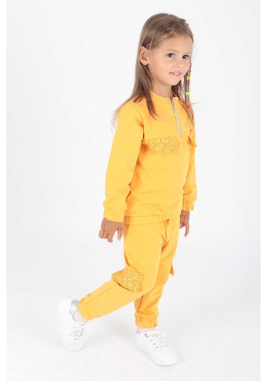 Ahengim Kız Çocuk Cepleri Baskılı Eşofman Takımı Ak2232 HARDAL