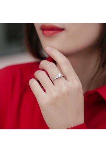 Bague Ringen 925 Gümüş Set 0.5ct-3ct18 Mozanit Sadece Aşk Serisi Kadın Basit Moda Ayarlanabilir Yüzük Includes Gift Box Certificate 0.5ct