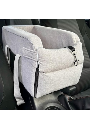 Tuomeng Köpek Araba Koltuğu Yıkanabilir Pet Araba Koltuğu Alt Plaka Üç Velcro Sabit Açık Gri