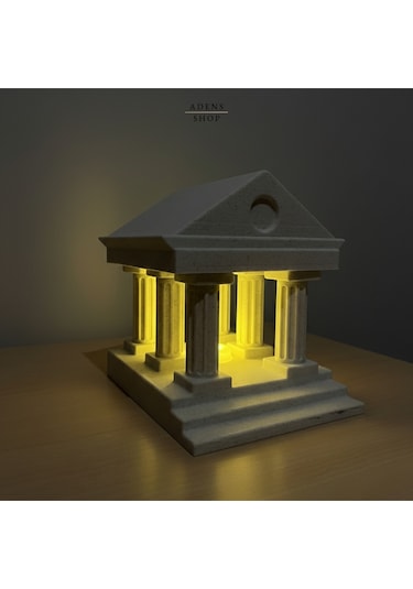 Antik Yunan Tapınağı Dekoratif Işıklı Obje / Gece Lambası