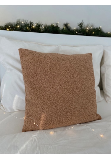 Teddy Kare Kırlent Kılıfı Kahve 45x45 Kahve