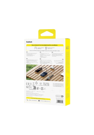 Baseus Enerfill Bipow2 Pro 20000mah Dahili Usb-c Kablolu, 22,5 W Hızlı Şarjlı, Led Ekranlı Powerbank, Siyah Siyah