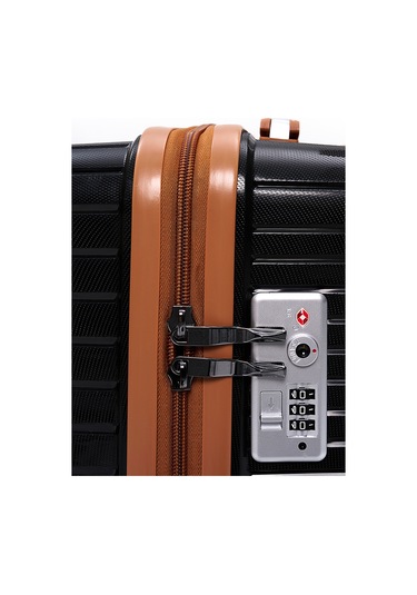 Elatae Exclusive Pro Polipropilen Kırılmaz 3'lü Valiz Seti Büyük - Kabin Boy Ve Makyaj Çantası Siyah - Camel 5239