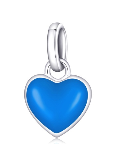 S925 Ayar Gümüş Kalp Kolye Dıy Bilezik Kolye Aksesuarları Mavi Çok Renkli