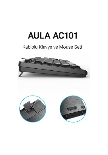 Aula AC101 Kablolu Türkçe Q Klavye Ve 1200 Dpı Optik Mouse Seti