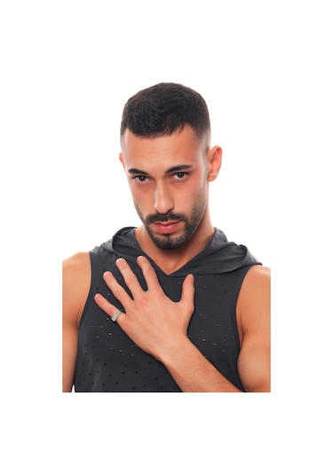 Erkek Antik Gümüş Kaplama Ayarlanabilir Amour Yüzük Gümüş