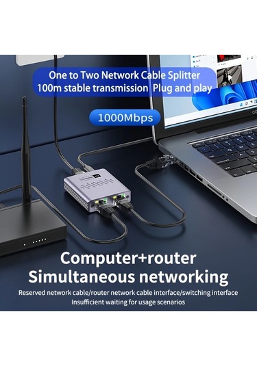 Elmpaly 2si1 Rj45 Ağ Anahtarı Ve Router Usb Güçlü 1000mbps
