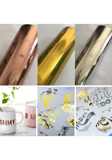 Qingmipy Altın Pvc Vinil Folyo 30x100cm - Kırıcı, Transfer Eliptik - Bardak, Cam, Posteri, Ev Dekorasyonu İçin Dıy El Sanatı Malzemesi Altın
