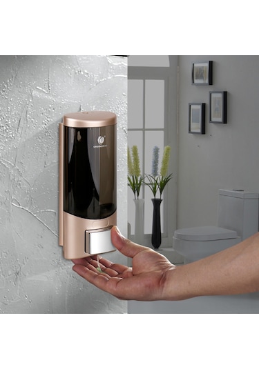 Springsun "duvar Tipi Manuel Sıvı Sabunluk - 500ml Şampuan & Duş Jeli Dispanseri" Şampanya Altın