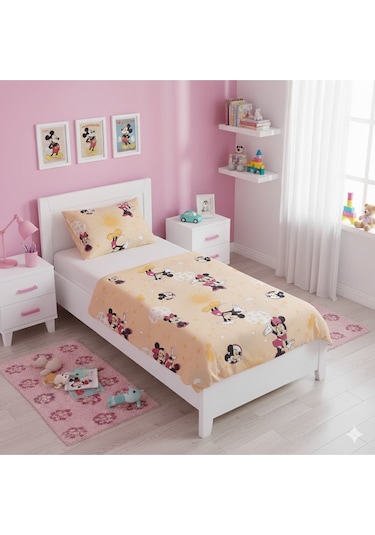 Tek Kişilik Desenli Çocuk Nevresim + Yastık Kılıfı Turuncu