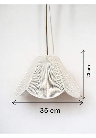 Hasır El Yapımı Bohem Çiçek Şekilli Rustik Avize - Beyaz Beyaz