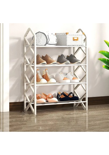Ranyeek Metal Ve Polipropilen 4 Katlı Ayakkabı Rafı, 42x58x58 Cm, Kolay Montaj, Estetik Ve Fonksiyonel, Ev/ofis İçin Beyaz
